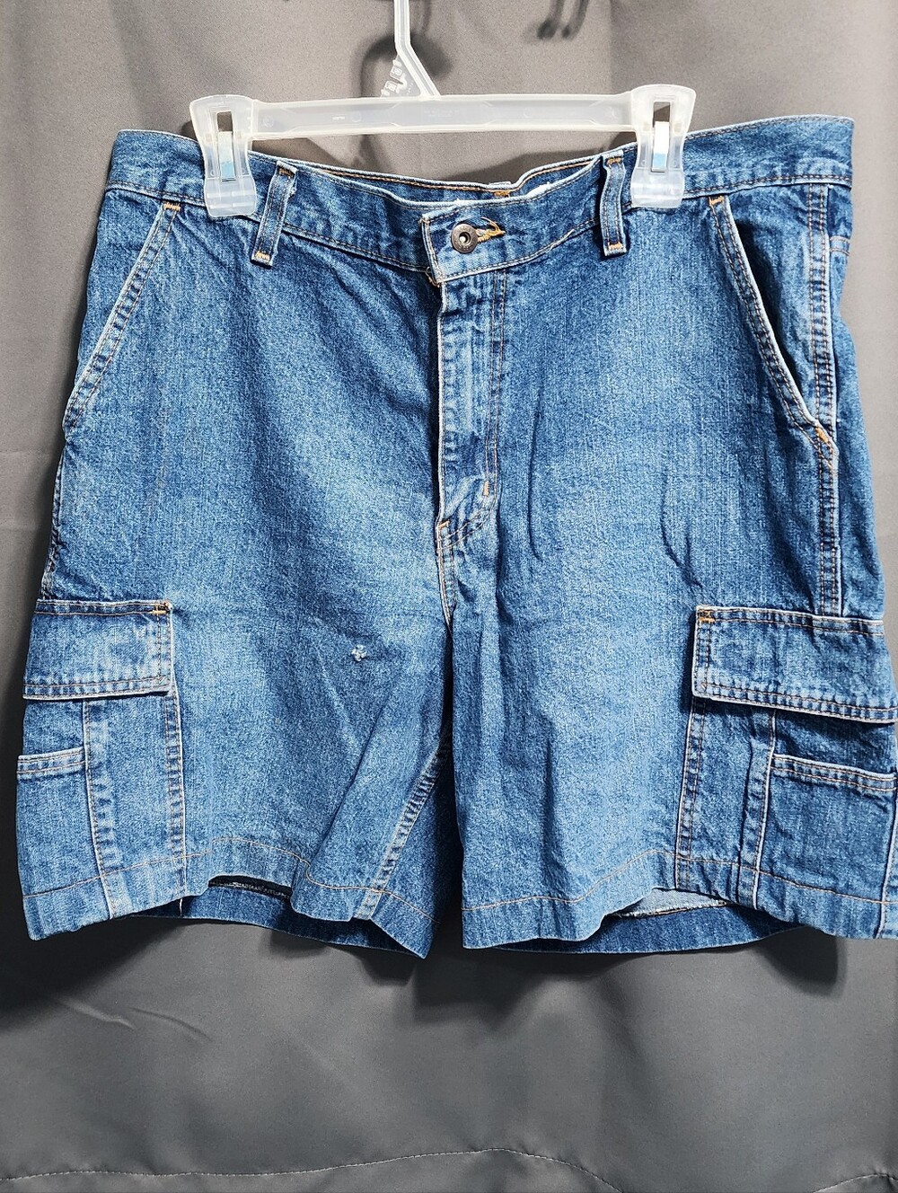 Vintage  Faded Glory Baggy Denim Cargo Shorts Jorts Y2K Skater Grunge Size 36